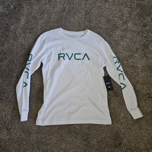 RVCA boys Big Letters White Long Sleeve T Shirt Sz Large NWT